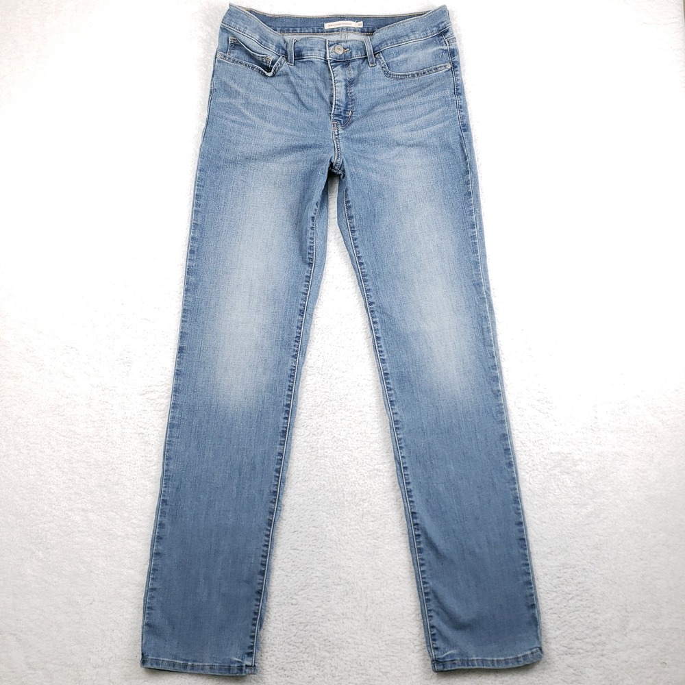 Levis 314 Shaping Straight Blue Jeans Womens 30 Medium Wash Mid Rise Stretch